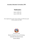 Secondary Education Curriculum, 2078 Mathematics Grade 11-12 (Compulsory Subject) - Updated